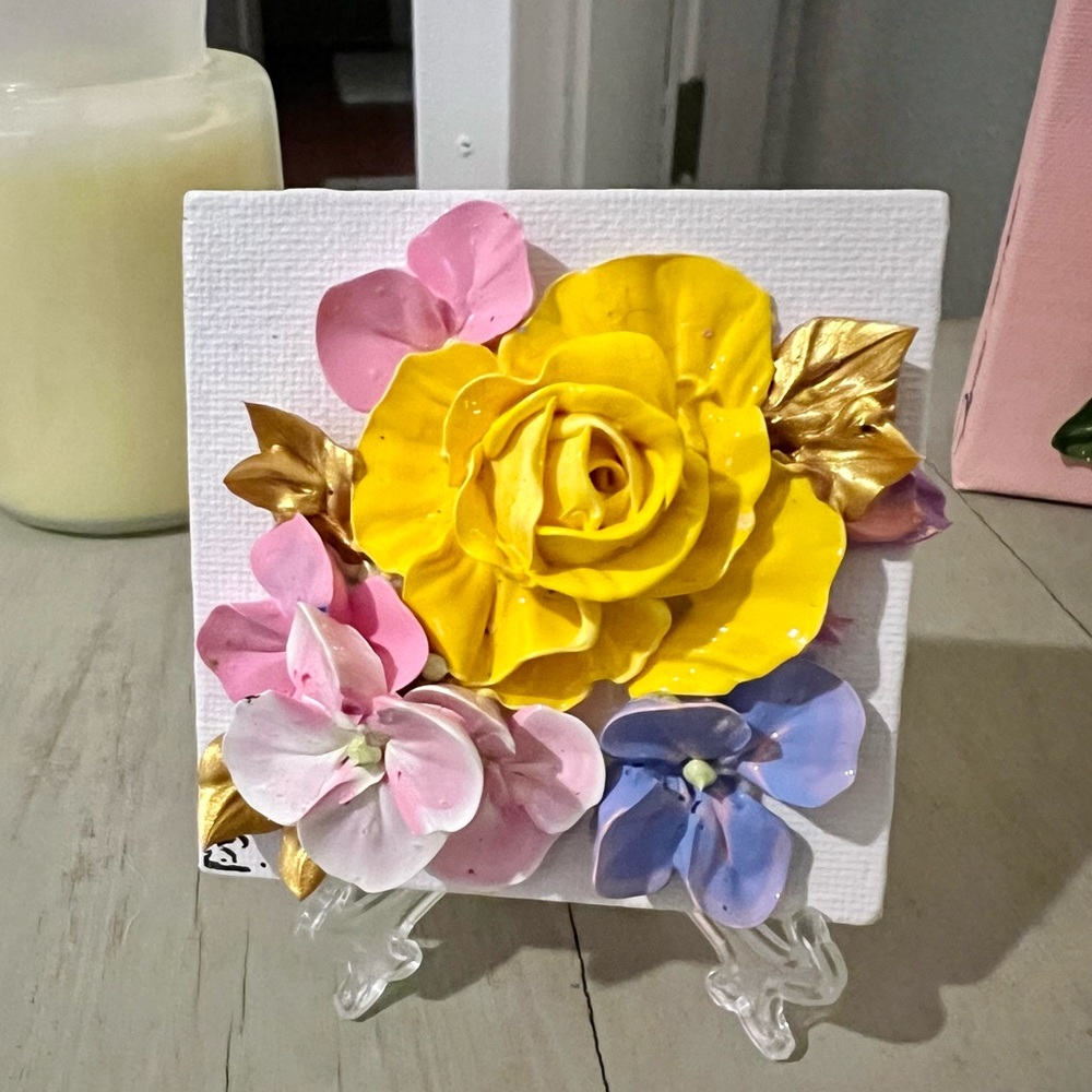 3D rose and hydrangea floral painting